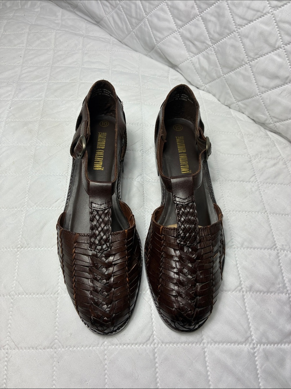 Brown Woven Leather Sandals